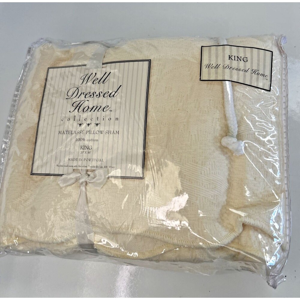 Well Dressed Home Matelasse King Scalloped Edge Pillow Sham Cotton Portugal